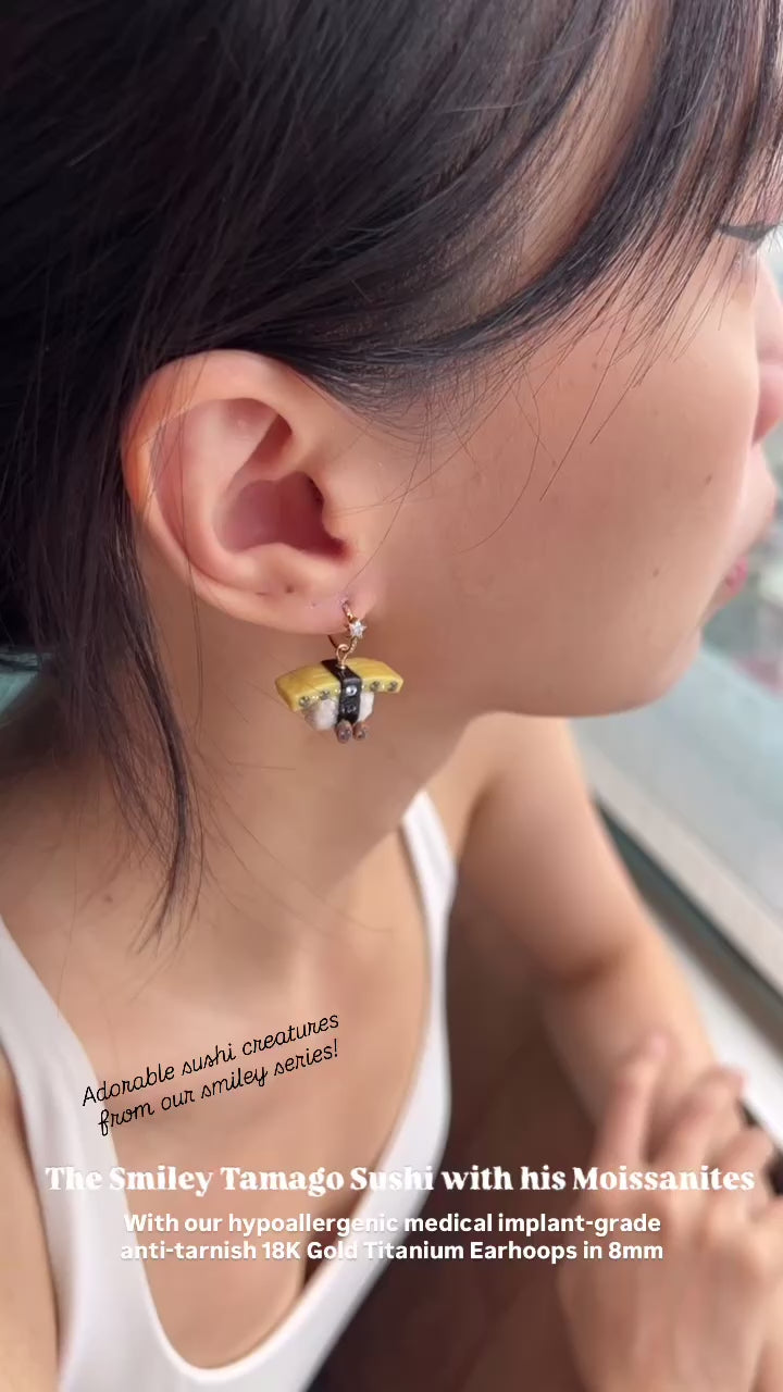 The Smiley Tamago Sushi with His Moissanites Miniature Charm