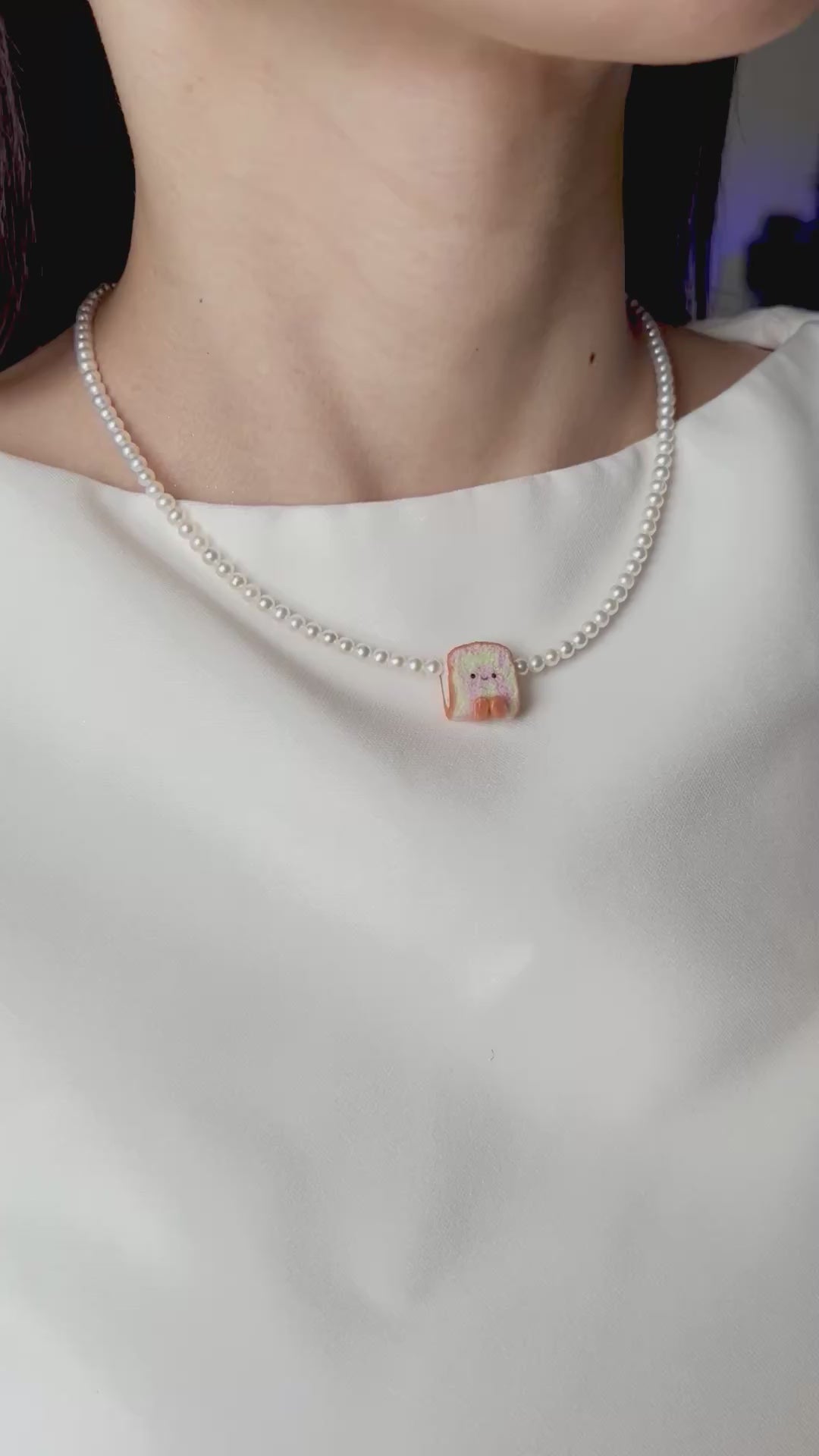 Rainbow Bread Pearl Necklace
