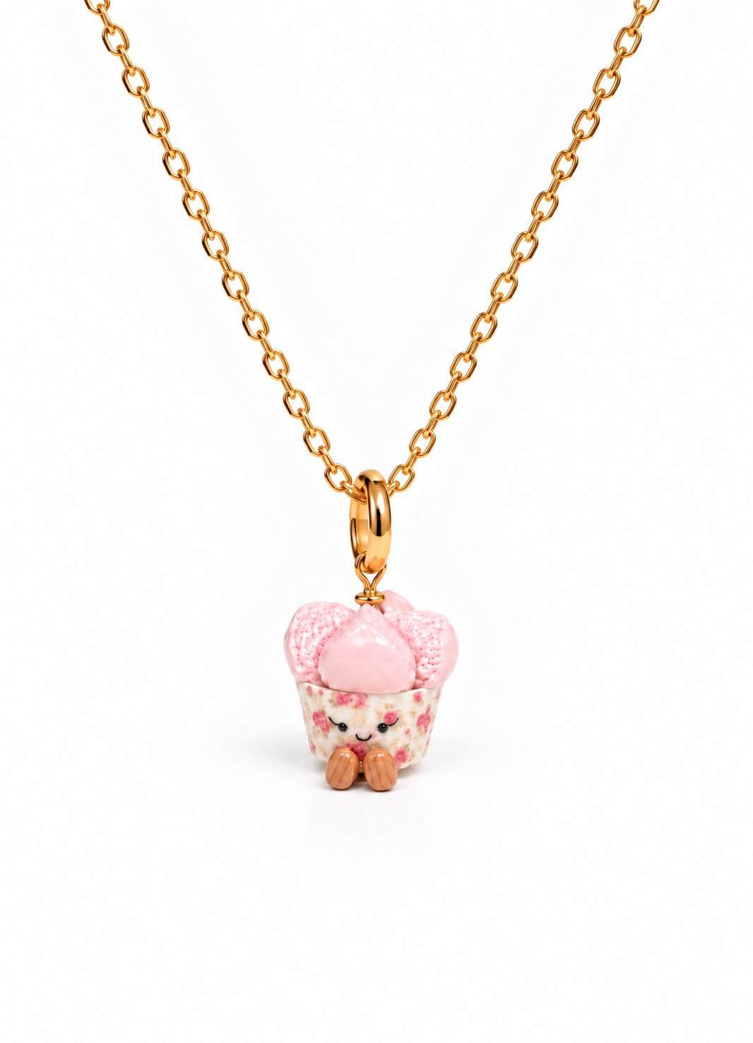 Smiley huat kueh charm worn as a necklace pendant